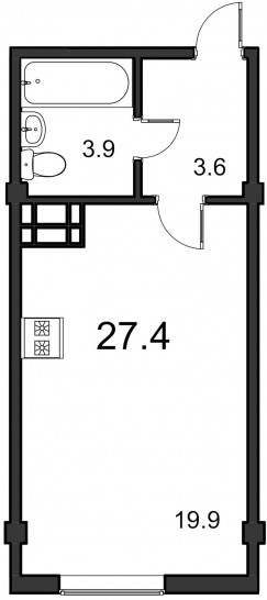 Студия 27.4 м²