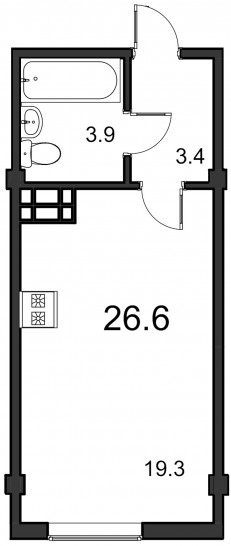 Студия 26.6 м²