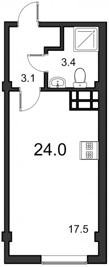 Студия 24 м²