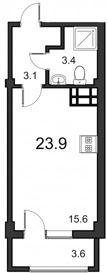Студия 23.9 м²