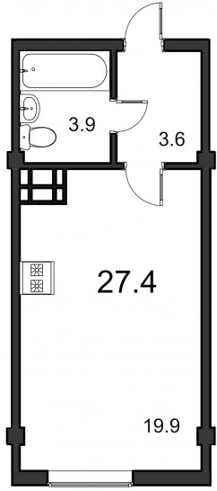 Студия 27.4 м²