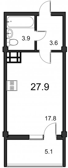 Студия 27.9 м²
